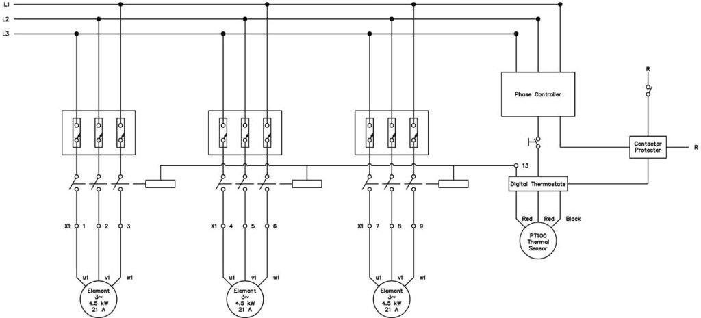 نقشه اجرایی تابلو برق آبگرمکن صنعتی